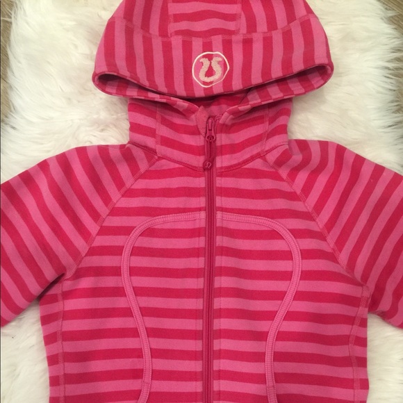 Adorable pink stripe scuba hoodie - Picture 5 of 7